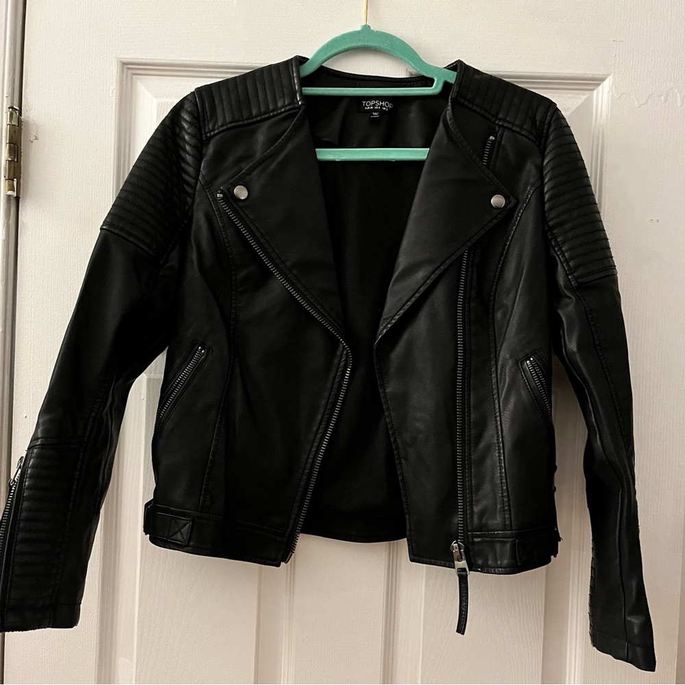Topshop black leather jacket